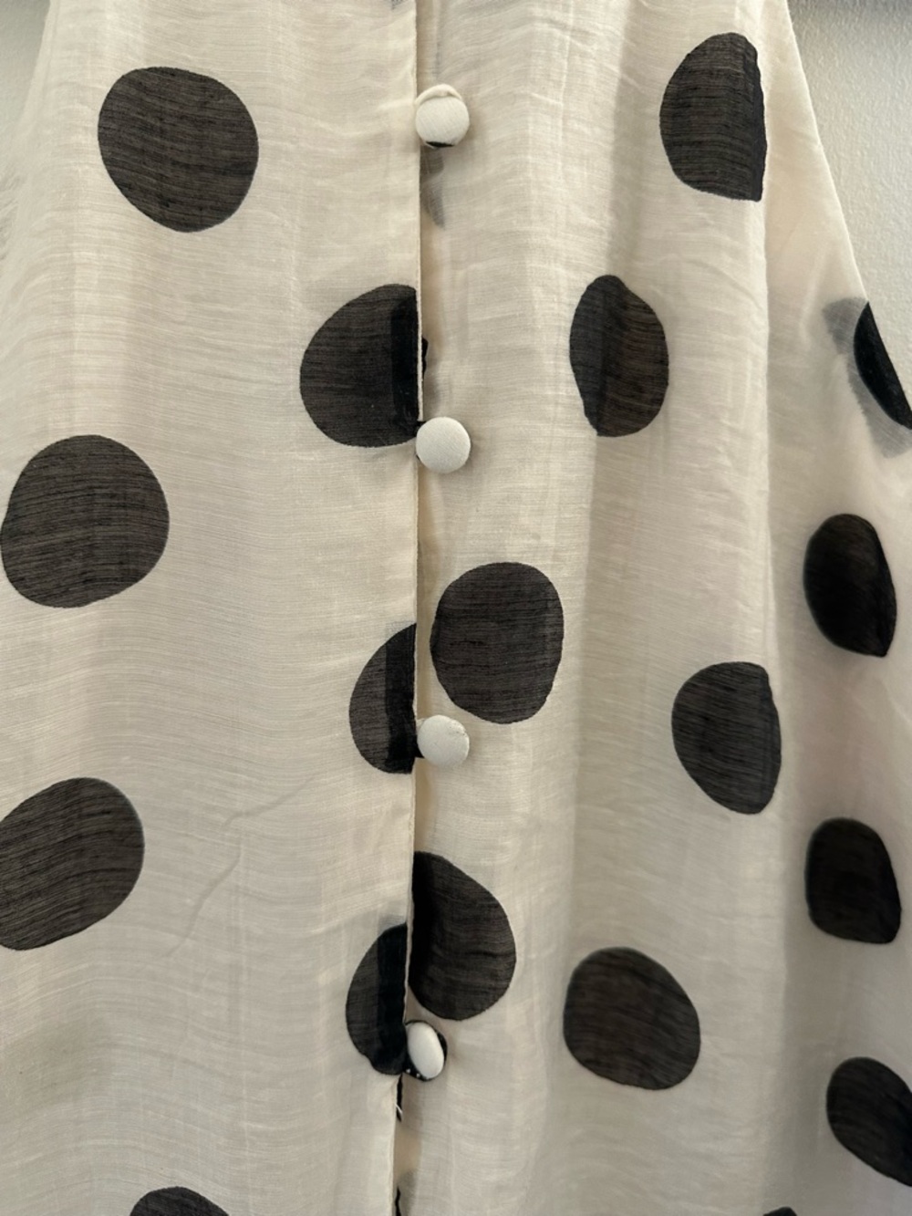 Zara White Black Polka Dot Halter Camisole Lyocell Button Front NWOT Size M - Picture 3 of 7